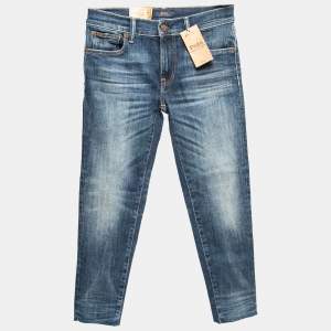 Pre Owned Polo Ralph Lauren Navy Blue Denim Tompkins Skinny Crop Jeans S