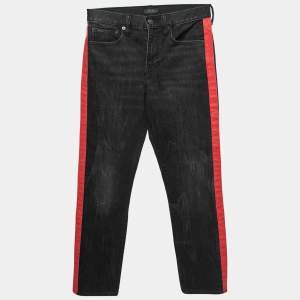 Pre Owned Polo Ralph Lauren Black and Red Side Stripe Denim Jeans S