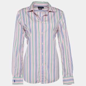 Pre Owned Polo Ralph Lauren Pink Striped Cotton Button Front Shirt L