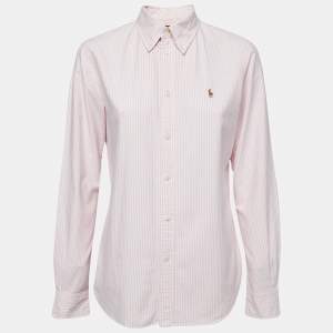 Polo Ralph Lauren Pink Striped Cotton Custom Fit Shirt M