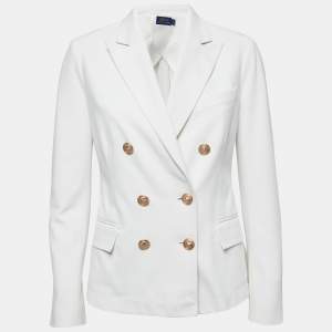 Polo Ralph Lauren White Cotton Double-Breasted Blazer M