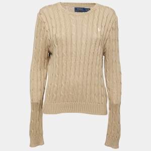 Polo Ralph Lauren Beige Pima Cotton Cable Knit Sweater XL