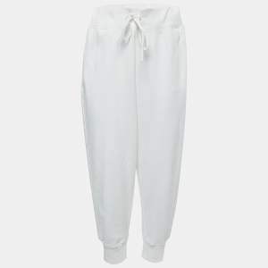 Pre Owned Polo Ralph Lauren White Cotton Beaded Side Stripe Jog Pants XL