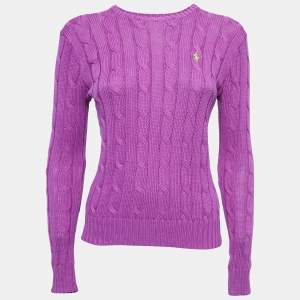 Polo Ralph Lauren Purple Cable Knit Crew Neck Sweater S