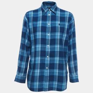Polo Ralph Lauren Blue Plaid Cotton Button Front Full Sleeve Shirt S
