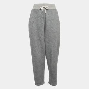 Pre Owned Polo Ralph Lauren Grey Logo Embroidered Fleece Cotton Track Pants M