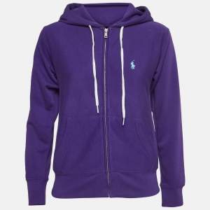 Polo Ralph Lauren Purple Cotton Blend Zip Front Hooded Sweatshirt XS