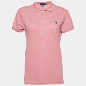 Pre Owned Polo Ralph Lauren Pink Cotton Pique Slim Fit Polo T-Shirt M