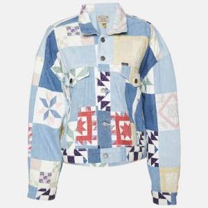 Polo Ralph Lauren Blue Patchwork Denim Trucker Jacket L