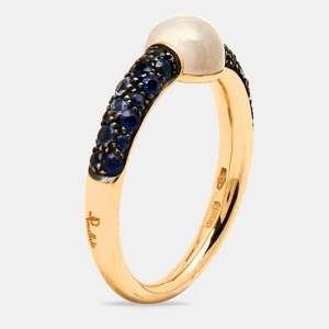 Pomellato M'ama Non M'ama Moonstone Sapphire 18k Rose Gold Ring Size 52