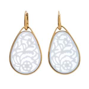 Pomellato Victoria Carved Agate 18k Rose Gold Drop Earrings