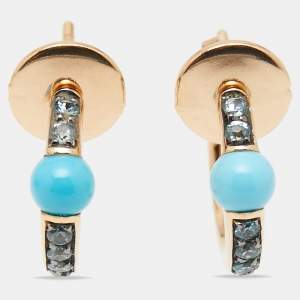 Pomellato M'ama Non M'ama Turquoise Zircon 18K Rose Gold Earrings