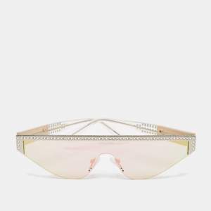 Poppy Lissiman White/Iridescent Space Party Crystals Shield Sunglasses