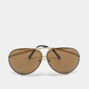 Porsche Design Gold Tone/Brown P'8478 Aviator Sunglasses
