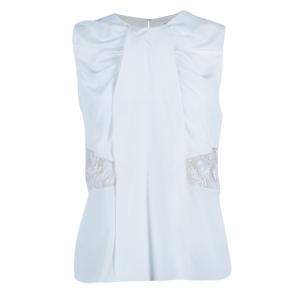 Prabal Gurung White Sleeveless Lace Insert Top M