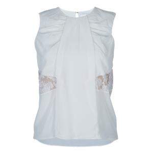 Prabal Gurung White Lace Insert Sleeveless Top S