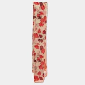 Prada Orange Georgette Printed Silk Scarf