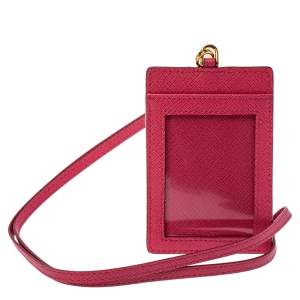 Prada Fuchsia Saffiano Leather ID Badge Holder