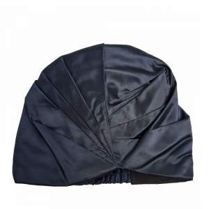 Prada Navy Blue Pleated Silk Satin Turban Size M