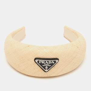 Prada Beige Wicker Wide Hairband