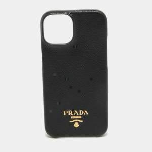 Prada Black Saffiano Leather iPhone 14 Case