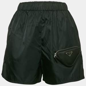 Prada Black R-Nylon Triangle Pocket Detail Shorts XXS
