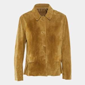 Prada Light Brown Suede Button Front Jacket M