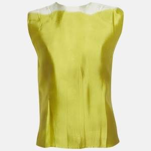 Pre Owned Prada Green Silk Blend Sleeveless Top S