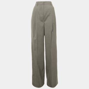 Pre Owned Prada Grey Wool Pleated Formal Trousers XS