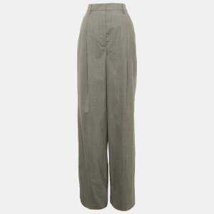 Pre Owned Prada Grey Wool Pleated Trousers S