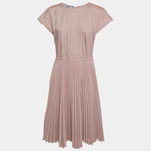 مملوكة مسبقًا Prada Pink Synthetic Crepe Plissé Midi Dress M