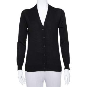 Prada Black Wool Button Front Cardigan XS