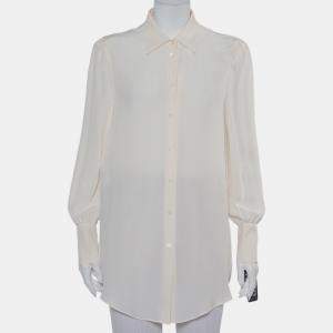 Prada Cream Silk Button Front Shirt M