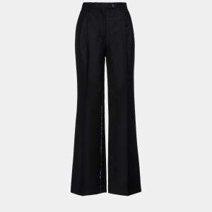 Prada Black Mohair Wool Wide-Leg Pants S (IT 40)