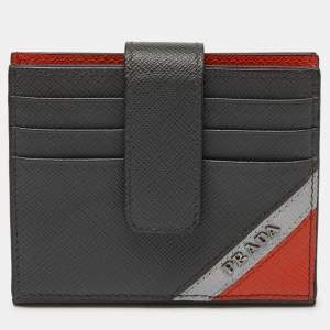 Prada Multicolor Saffiano Leather Bifold Card Holder