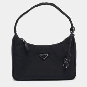 Prada Black Nylon Re-Edition 2000 Baguette Bag