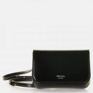 Prada Black Leather Logo Mini Shoulder Bag