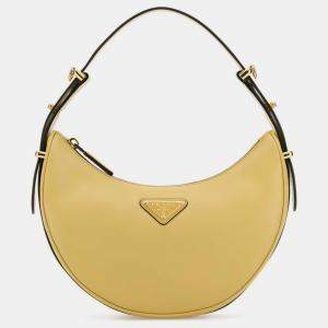 Prada Pastel Yellow Leather Arque Handbag