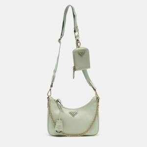 Prada Light Green Nylon Re-Edition 2005 Baguette Bag