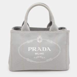 مملوكة مسبقًا Prada Grey Canvas Small Canapa Tote