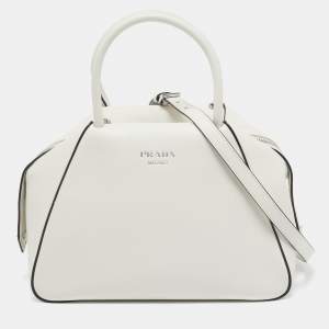 Prada White Softy Leather Supernova Satchel