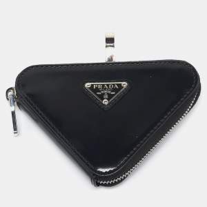 Prada Black Leather Triangle Pouch