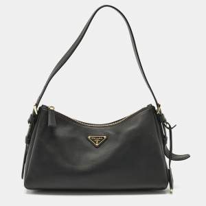 Prada Black Leather Medium Aimee Shoulder Bag