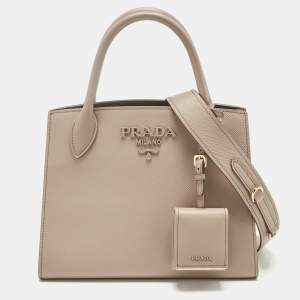 مملوكة مسبقًا حقيبة يد برادا مونوكروم جلد سافيانو كوير وردية صغيرة