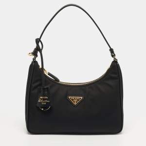 Pre Owned Prada Re-Edition 2005 Mini Black Re-Nylon and Saffiano Leather Bag