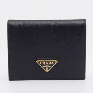 Pre Owned Prada Black Saffiano Leather Bifold Wallet