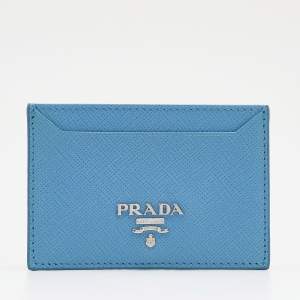 Pre Owned Prada Blue Saffiano Leather Card Holder