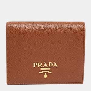 Pre Owned Prada Brown Saffiano Leather Bifold Wallet