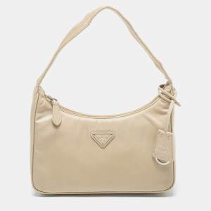 Pre Owned Prada Beige Nylon Mini Re-Edition 2000 Shoulder Bag