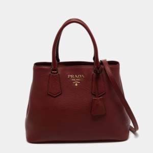 Pre Owned Prada Red Vitello Daino Leather Tote